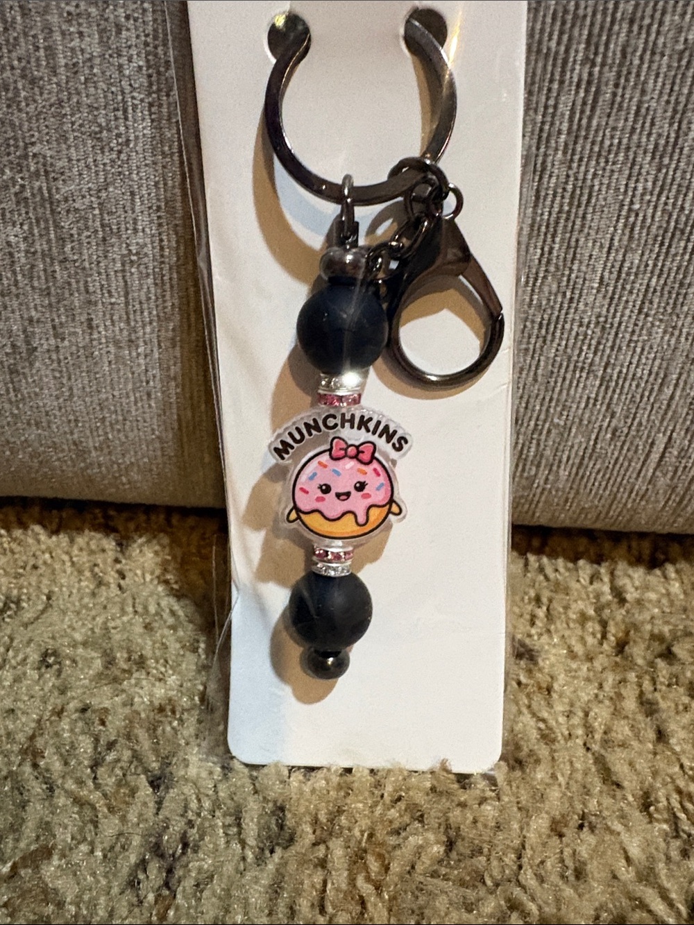 Hand Crafter Munchkin Pink Donut Keychain